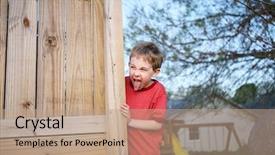  Presentation with tongue - Audience pleasing presentation design consisting of children adhd - little boy sticking out his backdrop and a coral colored foreground