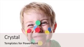  Presentation with adhd - Colorful slides enhanced with children adhd - smiling mischievous boy with round backdrop and a lemonade colored foreground