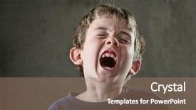  Presentation with adhd - PPT theme with children adhd - young boy with his mouth background and a coral colored foreground