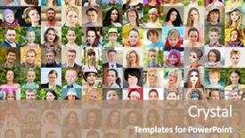  Presentation with faces - Amazing PPT layouts having children adults teens seniors collage backdrop and a coral colored foreground