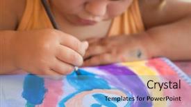  Presentation with children painting - Colorful PPT layouts enhanced with children ages - young happy child girl painting backdrop and a  colored foreground