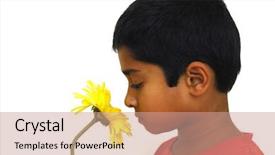  Presentation with indian - PPT theme with children allergy - handsome indian kid smelling background and a coral colored foreground