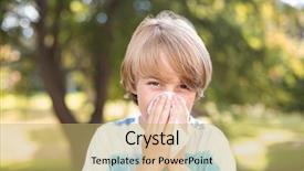  Presentation with nose - Amazing slide set having children allergy - little boy blowing his nose backdrop and a yellow colored foreground