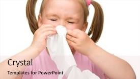  Presentation with isolated paw prints over white - PPT layouts enhanced with children allergy - little girl blows her nose background and a  colored foreground