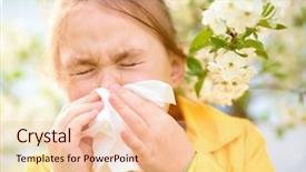  Presentation with spring tree - Audience pleasing PPT theme consisting of children allergy - little girl is blowing her backdrop and a lemonade colored foreground