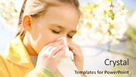  Presentation with spring tree - Presentation theme featuring children allergy - little girl is blowing her background and a lemonade colored foreground