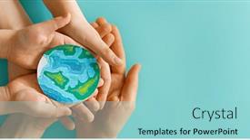  Presentation with children hands - Audience pleasing slides consisting of children-and-adult-holding-planet backdrop and a light blue colored foreground