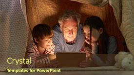  Presentation with grandfather - Cool new theme with children-and-grandfather-using-tablet backdrop and a tawny brown colored foreground