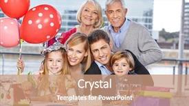  Presentation with family children - Theme featuring children and grandparents celebrating birthday background and a  colored foreground