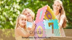  Presentation with build - PPT theme having children-and-mother-are-creative background and a coral colored foreground