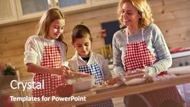  Presentation with family children - Slide set consisting of children and mother making christmas background and a tawny brown colored foreground