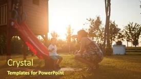  Presentation with children playing - Cool new PPT layouts with children-and-mother-playing backdrop and a tawny brown colored foreground