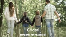  Presentation with children parents - Cool new PPT theme with children and parents on a walk in the park backdrop and a violet colored foreground