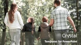  Presentation with children parents - Theme enhanced with children and parents on a walk in the park background and a dark gray colored foreground