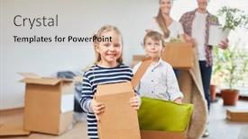  Presentation with children parents - Cool new PPT theme with children-and-parents backdrop and a soft green colored foreground