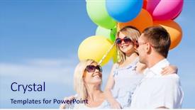  Presentation with summer celebration - Presentation theme featuring children and people concept - family background and a sky blue colored foreground