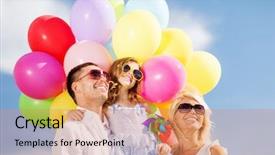  Presentation with summer celebration - Beautiful PPT theme featuring children and people concept - family backdrop and a coral colored foreground