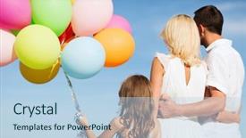  Presentation with summer celebration - Beautiful presentation theme featuring children and people concept - family backdrop and a  colored foreground