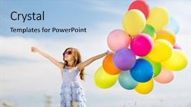  Presentation with colorful celebration - Theme enhanced with children and people concept - happy background and a light blue colored foreground