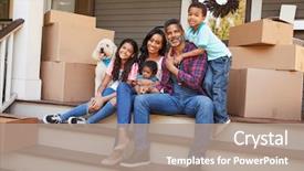  Presentation with family pet - Slides consisting of children and pet dog outside background and a coral colored foreground