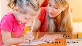  Presentation with play children - PPT theme consisting of children-and-play-school-teacher background and a coral colored foreground