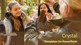  Presentation with children education - Presentation theme enhanced with children-and-teacher-identifying-trees background and a  colored foreground