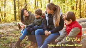  Presentation with teacher - PPT theme with children-and-teacher-in-tree background and a tawny brown colored foreground