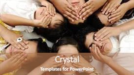  Presentation with teenagers - Presentation theme with children and teenagers covering their eyes background and a coral colored foreground