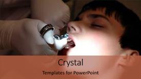 Presentation with fixed prosthodontics - Beautiful presentation theme featuring children anesthesia - teenager boy having his cavities backdrop and a red colored foreground