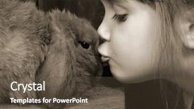  Presentation with young children - Cool new PPT layouts with children animals - young girl giving her bunny backdrop and a tawny brown colored foreground