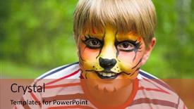  Presentation with tiger - PPT layouts having children animals - young happy boy background and a red colored foreground