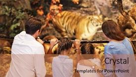  Presentation with museum - Beautiful presentation theme featuring children animals school - joyful family in nature museum backdrop and a coral colored foreground
