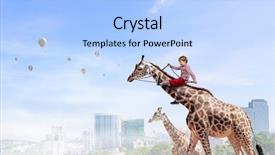  Presentation with media - Beautiful slides featuring children animals school - kid ride giraffe mixed media backdrop and a light blue colored foreground
