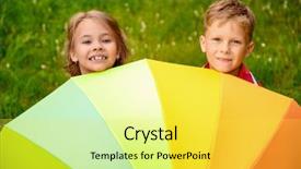  Presentation with rainbow - Presentation theme having children are having fun rainbow background and a yellow colored foreground