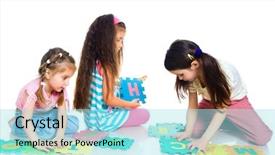  Presentation with white letters - Audience pleasing slides consisting of children are playing letters isolated on the white background backdrop and a arctic colored foreground