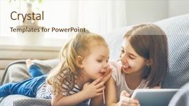  Presentation with children playing - Beautiful presentation theme featuring children are playing with tablet backdrop and a cream colored foreground