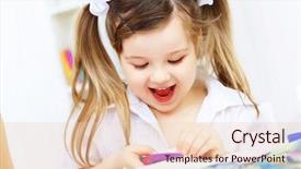  Presentation with japan drawing - PPT layouts having children art - little girl drawing and studying background and a lemonade colored foreground