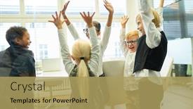  Presentation with teambuilding - Slide set having children-as-business-people background and a yellow colored foreground