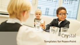  Presentation with negotiating - Colorful PPT layouts enhanced with children-as-businessmen-negotiating backdrop and a lemonade colored foreground