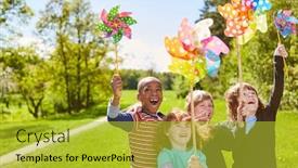  Presentation with children birthday - PPT theme consisting of children-as-friends-celebrate-children background and a yellow colored foreground