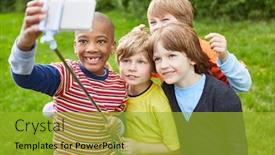  Presentation with take - Theme having children-as-friends-take background and a gold colored foreground