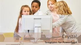  Presentation with children teamwork - Audience pleasing PPT theme consisting of children-as-students-learn backdrop and a coral colored foreground