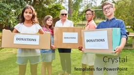  Presentation with children - PPT layouts enhanced with children-as-voluntary-helpers-collecting background and a yellow colored foreground