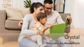  Presentation with baby book - Beautiful theme featuring children asian - family parenthood and people concept backdrop and a soft green colored foreground