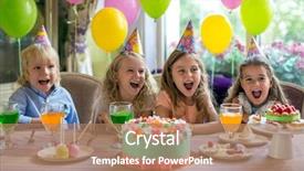  Presentation with children birthday - Colorful presentation theme enhanced with children at a birthday party backdrop and a  colored foreground