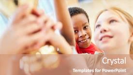  Presentation with award ceremony - Audience pleasing slide set consisting of children at an award ceremony backdrop and a coral colored foreground