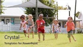  Presentation with montessori - Slides enhanced with children at montessori school having background and a yellow colored foreground