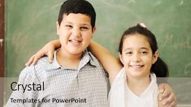  Presentation with middle school - Theme featuring children at school classroom background and a soft green colored foreground