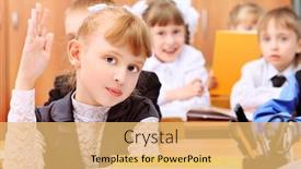  Presentation with school children - Presentation theme having children-at-school-during background and a yellow colored foreground