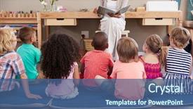  Presentation with montessori - Amazing PPT theme having children at story time backdrop and a ocean colored foreground